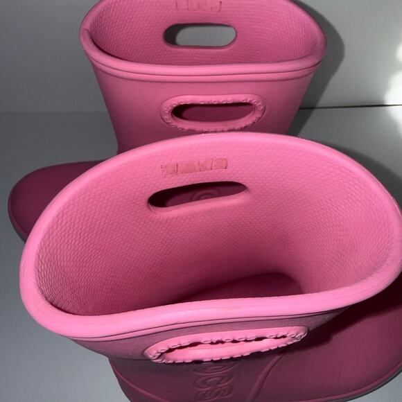 CROCS Pink Rain Boots Kids J 1 play condition dmg - Picture 10 of 12